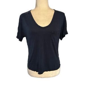 T Alexander Wang Solid Navy Blue Short Sleeve T Shirt Small